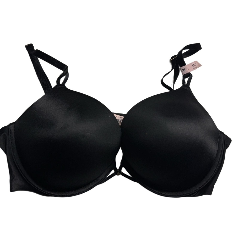 Victoria's Secret Push-Up Bra 38C Black Lined Underwire Smooth NWT